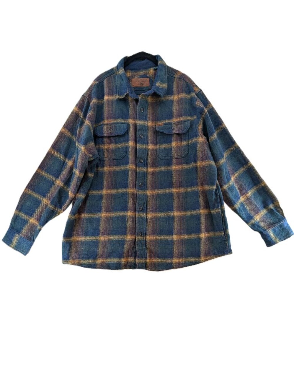 Orvis Shirt Shacket Mens Sz XXL Flannel Heavy Hunting 4 Pockets Buttons Blue